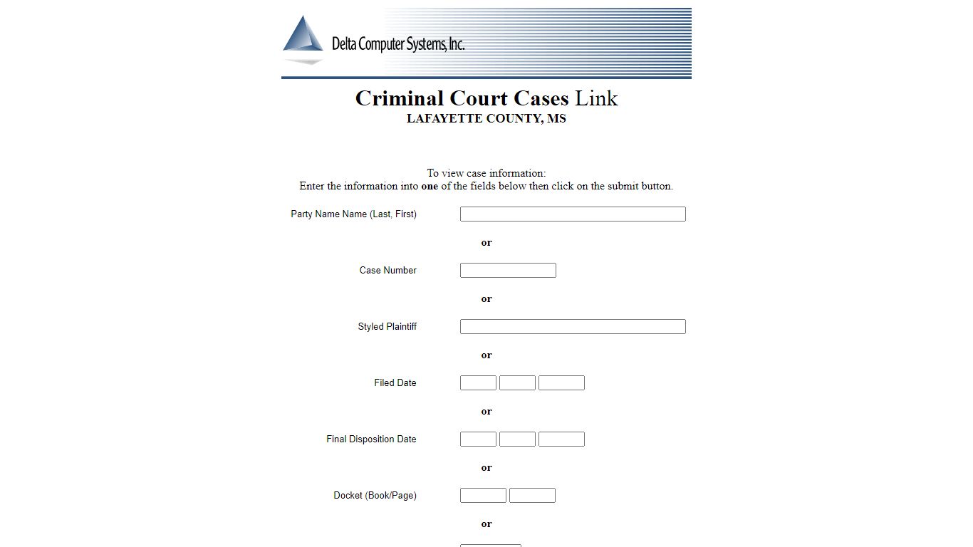Criminal Court Cases Link - Delta Computer Systems